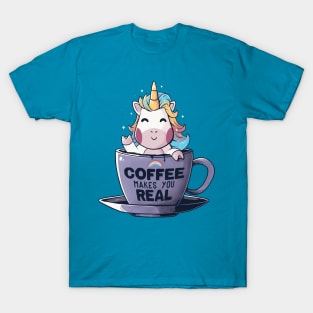 Coffee Makes You Real Funny Cute Unicorn - Light T-Shirt